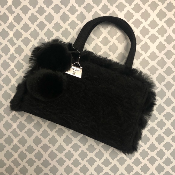 Jeanne Lottie Black Fur (faux) Evening Bag (NWOT) - Picture 5 of 9